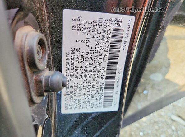2HGFC2F69LH524533 2020 HONDA CIVIC Black Vista del compartimento del motor
