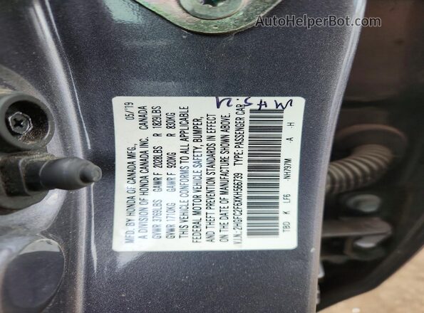 2HGFC2F6XKH566739 2019 HONDA CIVIC Black Շարժիչի բաժամունքի տեսք