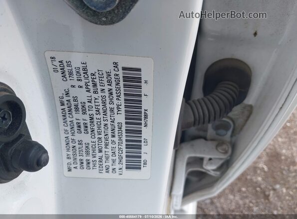2HGFC2F70JH533403 2018 HONDA CIVIC White Engine compartment view