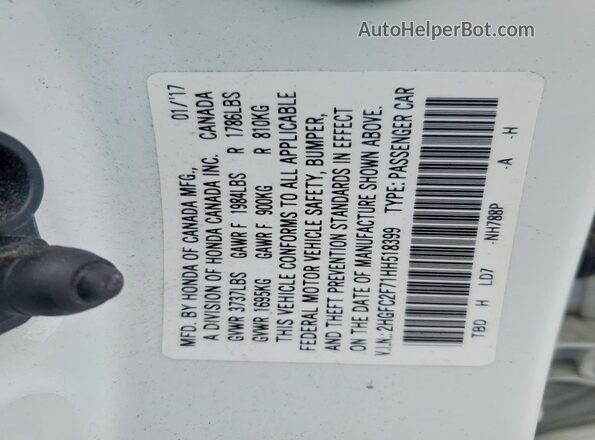 2HGFC2F71HH518399 2017 HONDA CIVIC White Widok komory silnika