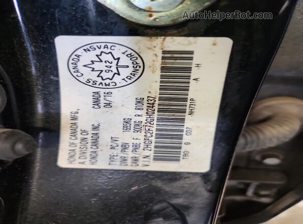 2HGFC2F72GH024437 2016 HONDA CIVIC Black Vista del compartimento del motor