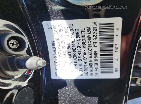 2HGFC2F73JH500458 2018 HONDA CIVIC Black Շարժիչի բաժամունքի տեսք