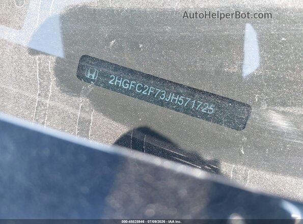 2HGFC2F73JH571725 2018 HONDA CIVIC Gray 