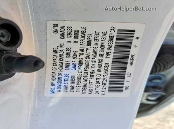 2HGFC2F73JH573331 2018 HONDA CIVIC White Вид підкапотного простору