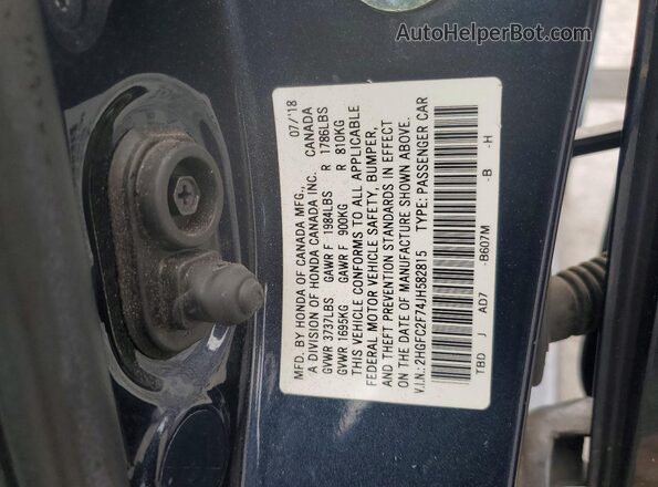 2HGFC2F74JH582815 2018 HONDA CIVIC Charcoal Vista de la etiqueta del VIN