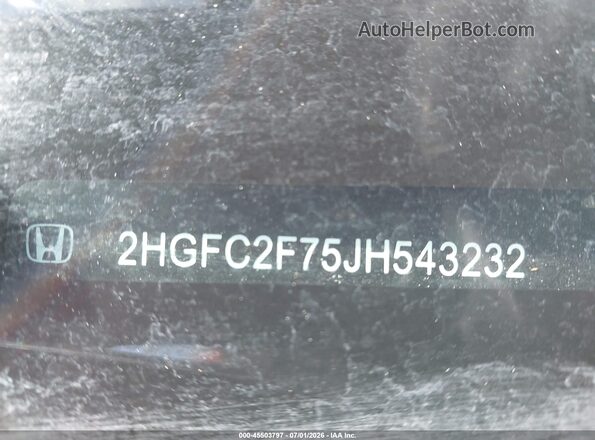 2HGFC2F75JH543232 2018 HONDA CIVIC White ძრავის განყოფილების ხედი