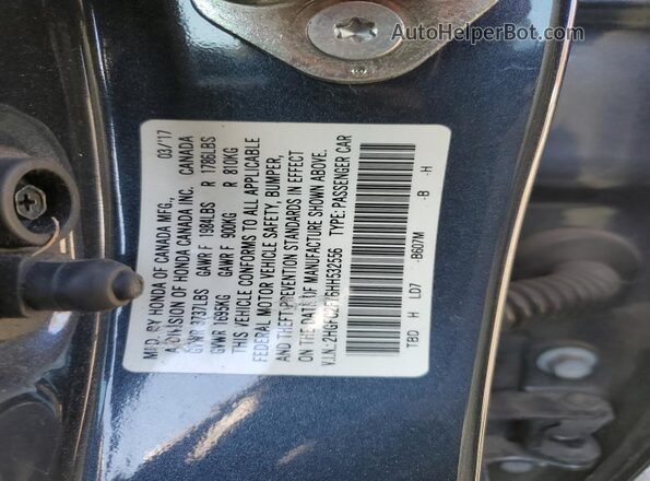 2HGFC2F76HH532556 2017 HONDA CIVIC Blue Շարժիչի բաժամունքի տեսք
