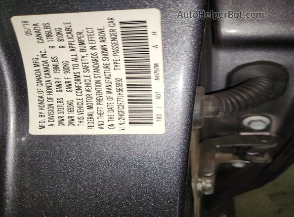 2HGFC2F77JH565992 2018 HONDA CIVIC Gray VIN sticker view