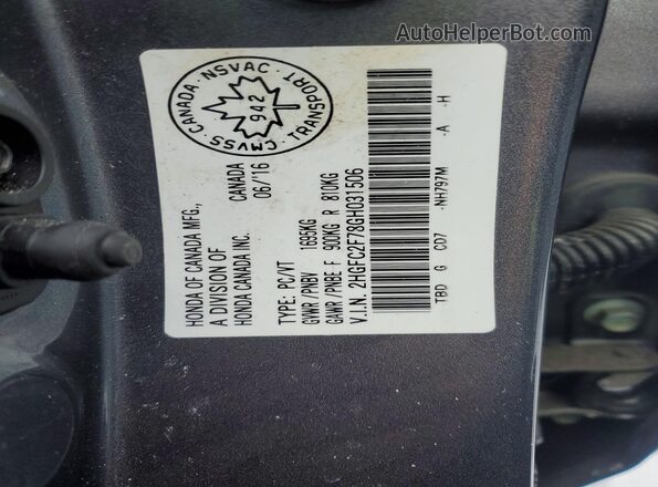 2HGFC2F78GH031506 2016 HONDA CIVIC Gray VIN կոդի պիտակի տեսք