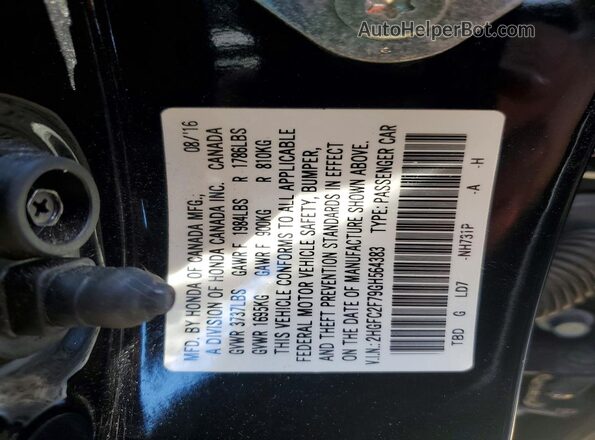 2HGFC2F79GH564383 2016 HONDA CIVIC Black Вид підкапотного простору