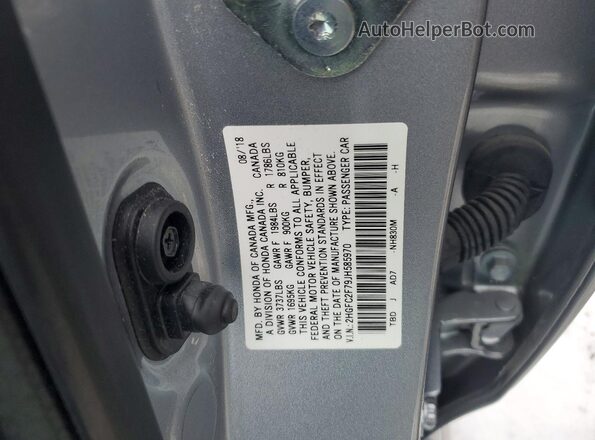 2HGFC2F79JH585970 2018 HONDA CIVIC Silver Vista de la etiqueta del VIN