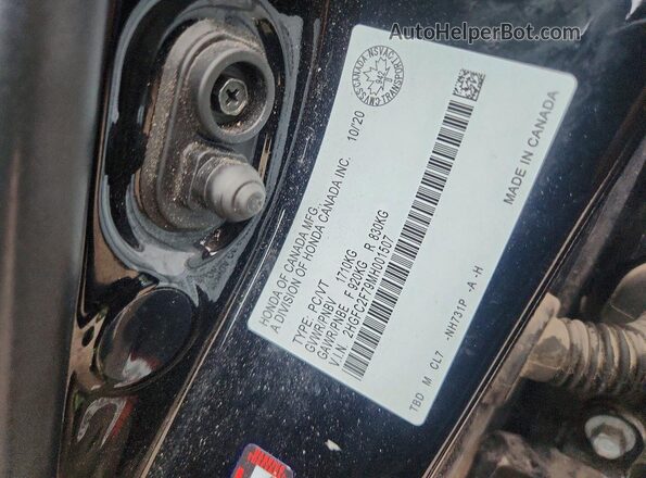 2HGFC2F79MH001507 2021 HONDA CIVIC Black Vista del compartimento del motor