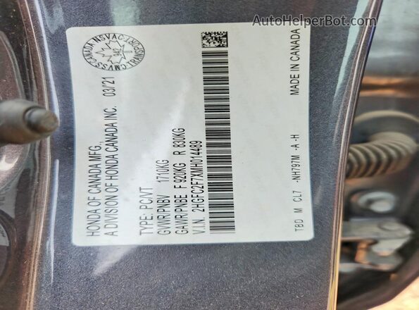 2HGFC2F7XMH014489 2021 HONDA CIVIC Gray Widok naklejki z numerem VIN