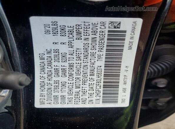 2HGFC2F80LH583374 2020 HONDA CIVIC Black VIN sticker view