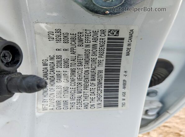 2HGFC2F80MH529798 2021 HONDA CIVIC White Շարժիչի բաժամունքի տեսք