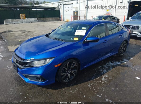 2HGFC2F81KH543657 2019 HONDA CIVIC Blue წინა მარცხენა ხედი სამი მეოთხედიდან
