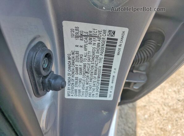 2HGFC2F81MH505574 2021 HONDA CIVIC Gray Вид підкапотного простору