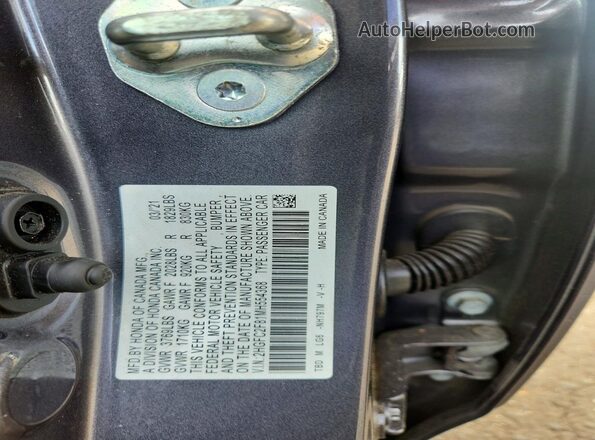 2HGFC2F81MH554368 2021 HONDA CIVIC Gray Widok naklejki z numerem VIN