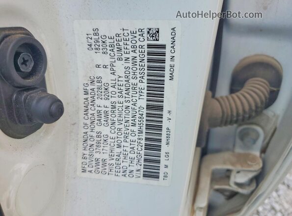 2HGFC2F81MH558470 2021 HONDA CIVIC Белый Вид подкапотного пространства
