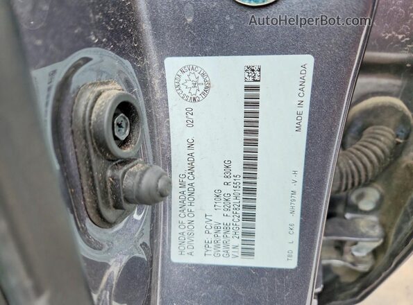 2HGFC2F82LH015515 2020 HONDA CIVIC Gray Engine compartment view