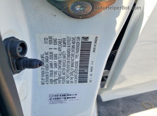 2HGFC2F82LH532362 2020 HONDA CIVIC White Vista del compartimento del motor