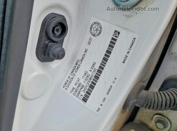 2HGFC2F83MH011300 2021 HONDA CIVIC White Engine compartment view