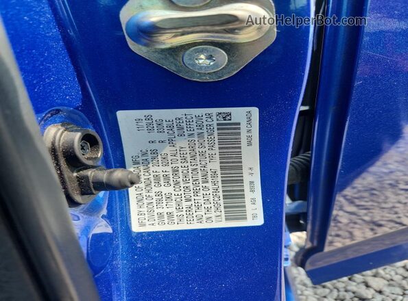 2HGFC2F84LH518947 2020 HONDA CIVIC Blue ძრავის განყოფილების ხედი