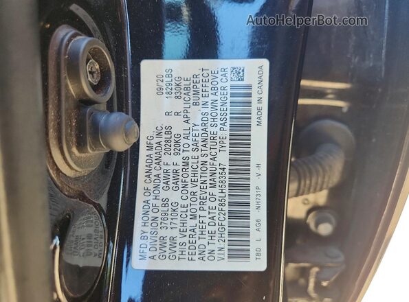 2HGFC2F85LH583547 2020 HONDA CIVIC Черный Вид подкапотного пространства