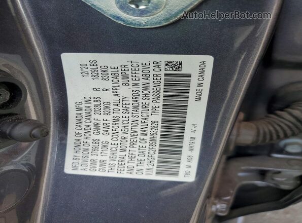 2HGFC2F85MH532826 2021 HONDA CIVIC Gray Widok komory silnika
