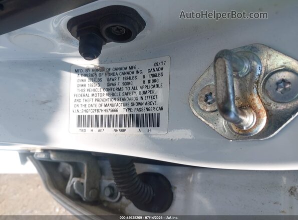 2HGFC2F87HH575666 2017 HONDA CIVIC Белый Вид подкапотного пространства