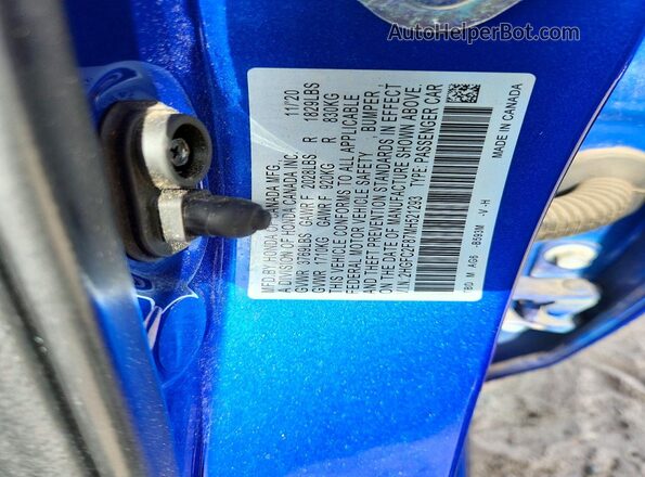 2HGFC2F87MH521293 2021 HONDA CIVIC Blue ძრავის განყოფილების ხედი