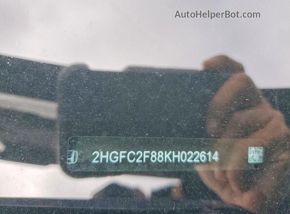 2HGFC2F88KH022614 2019 HONDA CIVIC Gray Vista de la etiqueta del VIN