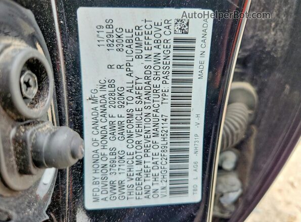2HGFC2F89LH521147 2020 HONDA CIVIC Черный Вид наклейки с VIN-кодом