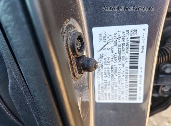 2HGFC2F8XKH595546 2019 HONDA CIVIC Gray Vista del compartimento del motor