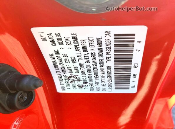 2HGFC3A54HH753018 2017 HONDA CIVIC Red Widok komory silnika
