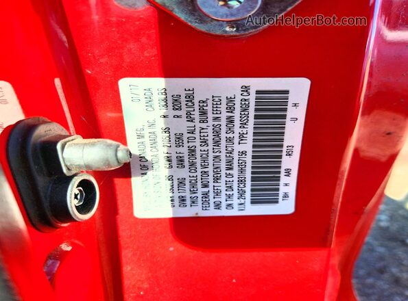 2HGFC3B31HH357156 2017 HONDA CIVIC Red Widok komory silnika