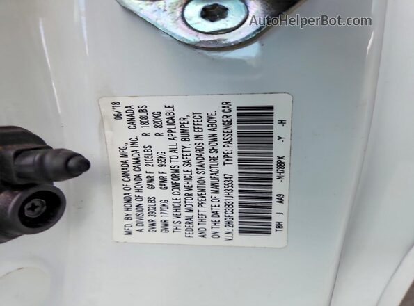 2HGFC3B31JH355347 2018 HONDA CIVIC White ძრავის განყოფილების ხედი