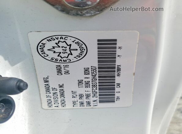 2HGFC3B37GH425507 2016 HONDA CIVIC White Вид підкапотного простору