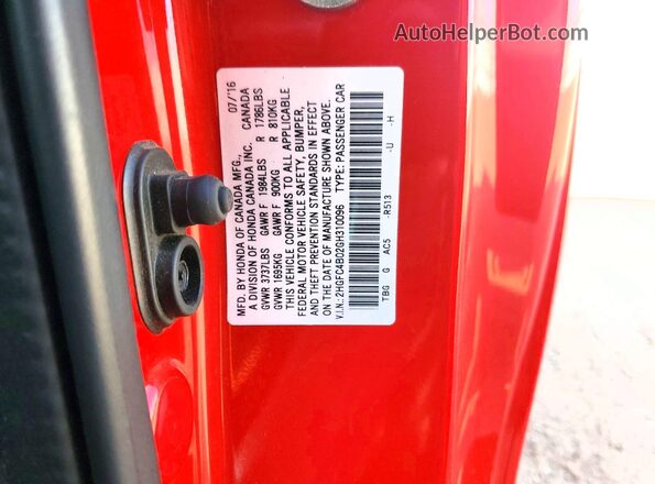 2HGFC4B02GH310096 2016 HONDA CIVIC Red Engine compartment view