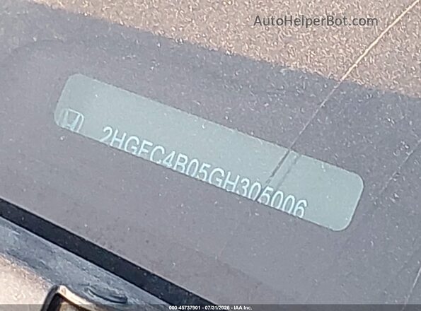 2HGFC4B05GH305006 2016 HONDA CIVIC Gray 
