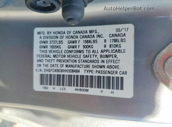 2HGFC4B0XHH308484 2017 HONDA CIVIC Gray Engine compartment view