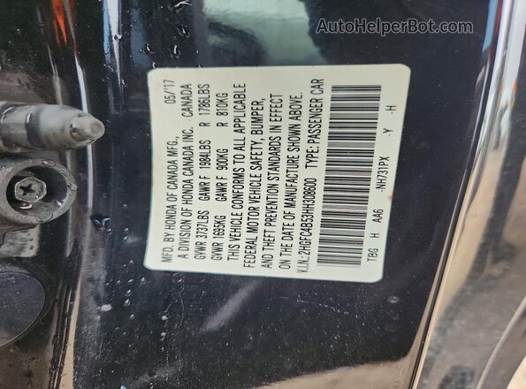 2HGFC4B53HH308600 2017 HONDA CIVIC Black VIN sticker view