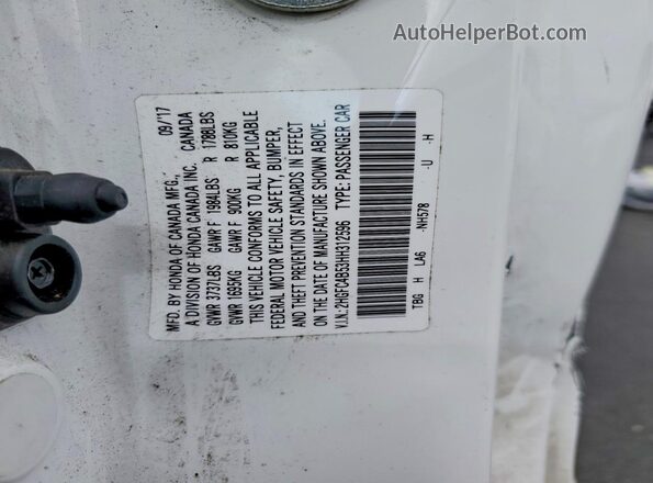 2HGFC4B53HH312596 2017 HONDA CIVIC White Widok komory silnika