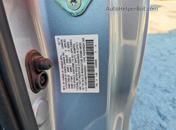 2HGFC4B67KH303531 2019 HONDA CIVIC Silver ძრავის განყოფილების ხედი