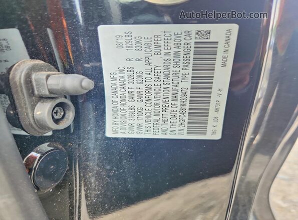 2HGFC4B81KH309472 2019 HONDA CIVIC Black Widok naklejki z numerem VIN