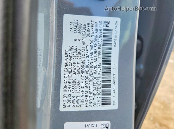 2HGFE1E57TH470145 2026 HONDA CIVIC Gray Widok komory silnika