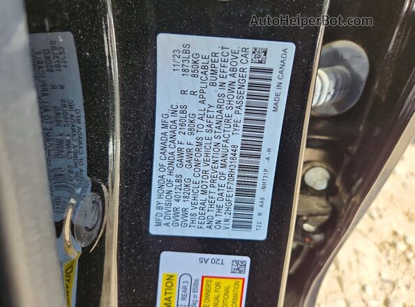 2HGFE1F70RH316448 2024 HONDA CIVIC Black Vista del compartimento del motor