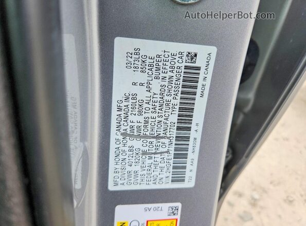 2HGFE1F71NH317702 2022 HONDA CIVIC Silver Engine compartment view