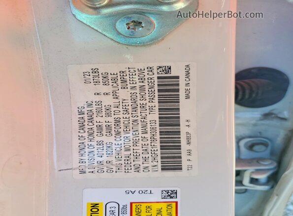2HGFE1F76PH306133 2023 HONDA CIVIC Белый Вид подкапотного пространства