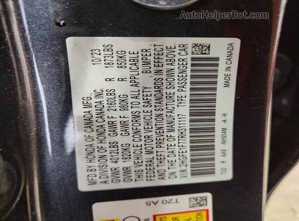 2HGFE1F77RH311117 2024 HONDA CIVIC Gray Engine compartment view